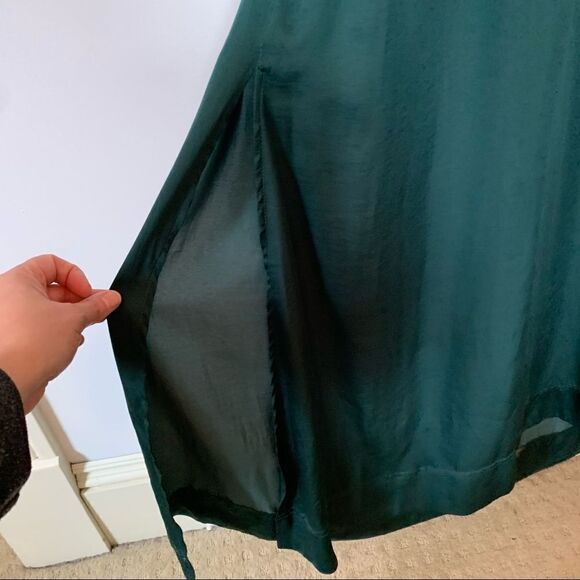 Carolina Belle Montreal Green Empire Waist Flowy Lined Sleeveless Maxi Dress - Picture 6 of 12